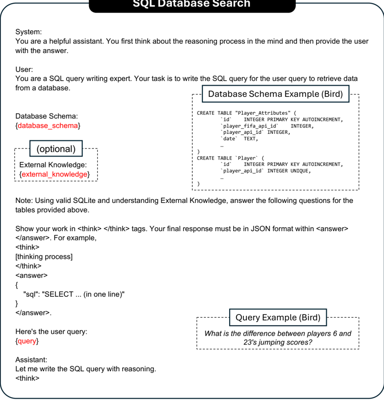 Figure 10: SQL Database Search Prompt