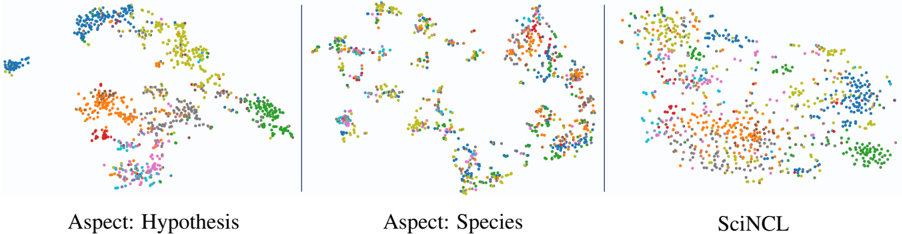 Figure 1: 가설·종 관점과 SciNCL의 t-SNE 시각화